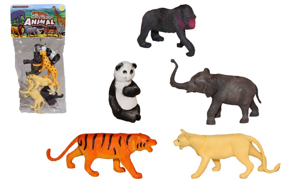 Wilde dieren in zak 6-delig 28x13x5cm | Merkloos