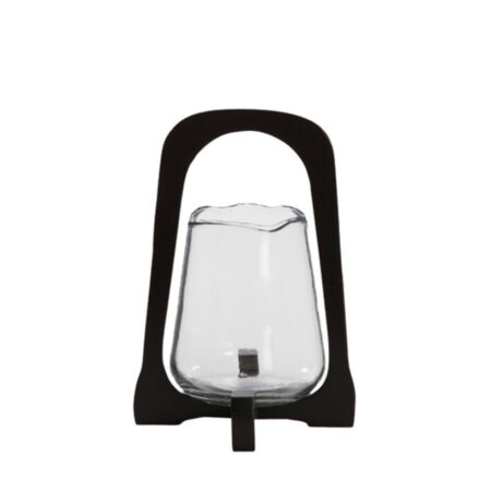 Windlicht Anosy glas hout zwart M |