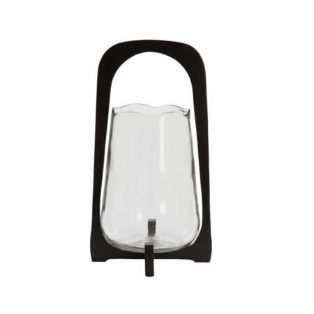 Windlicht Anosy glas hout zwart S |