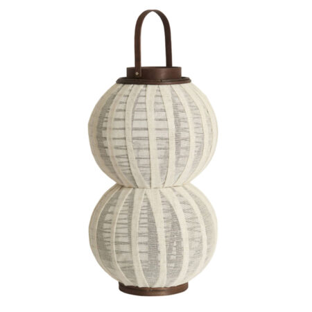 Windlicht Arbore Linnen + hout donkerbruin L | Light & Living