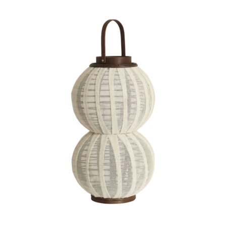 Windlicht Arbore Linnen + hout donkerbruin M | Light & Living