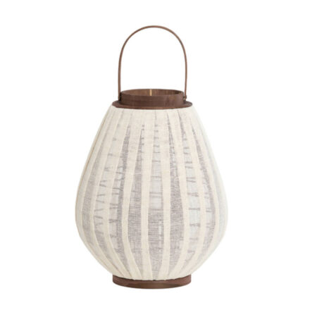 Windlicht Dazio Linnen dk bruin hout S | Light & Living