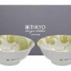 Witte Kom met Groene Print - Tokyo Design Studio - 21 x 8.6cm | Tokyo Design Studio