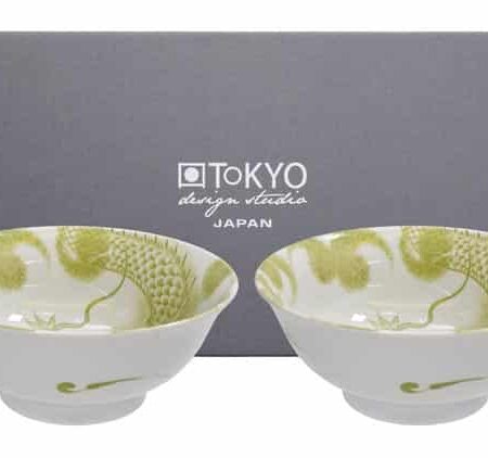 Witte Kom met Groene Print - Tokyo Design Studio - 21 x 8.6cm | Tokyo Design Studio