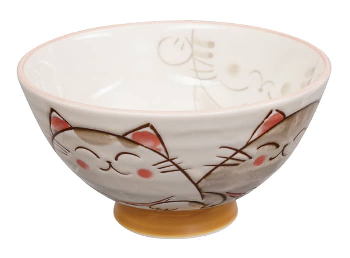 Witte Kom met Kattenfiguur - Kawai Collectie - 300ml - 11.5 x 6cm | Tokyo Design Studio