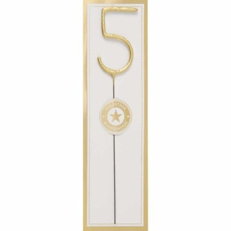 Wondercandle sterretje Nummer 5 Kaars Goud (Wit Goldstuck) |