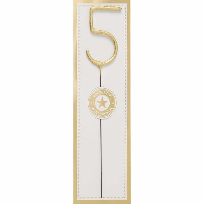 Wondercandle sterretje Nummer 5 Kaars Goud (Wit Goldstuck) |