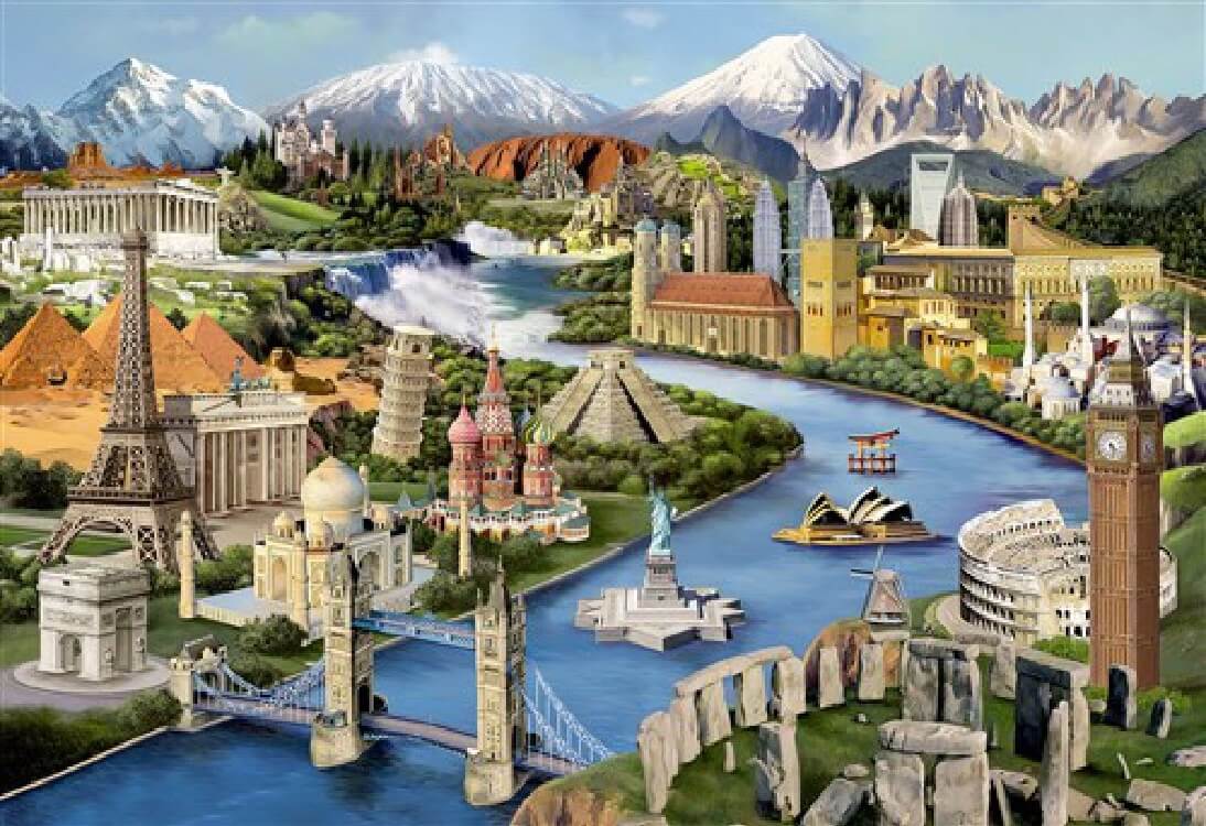 Wooden City 2in1 Houten Legpuzzel World Landmarks | Wooden City