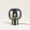 Xelyra - Zwarte Tafellamp Smoke glas 30 cm - Lampenstandaard goud Metaal - Vintage tafellamp - Dressoir lamp - E27 fitting - Met aan/uit-schakelaar | LUSENZ