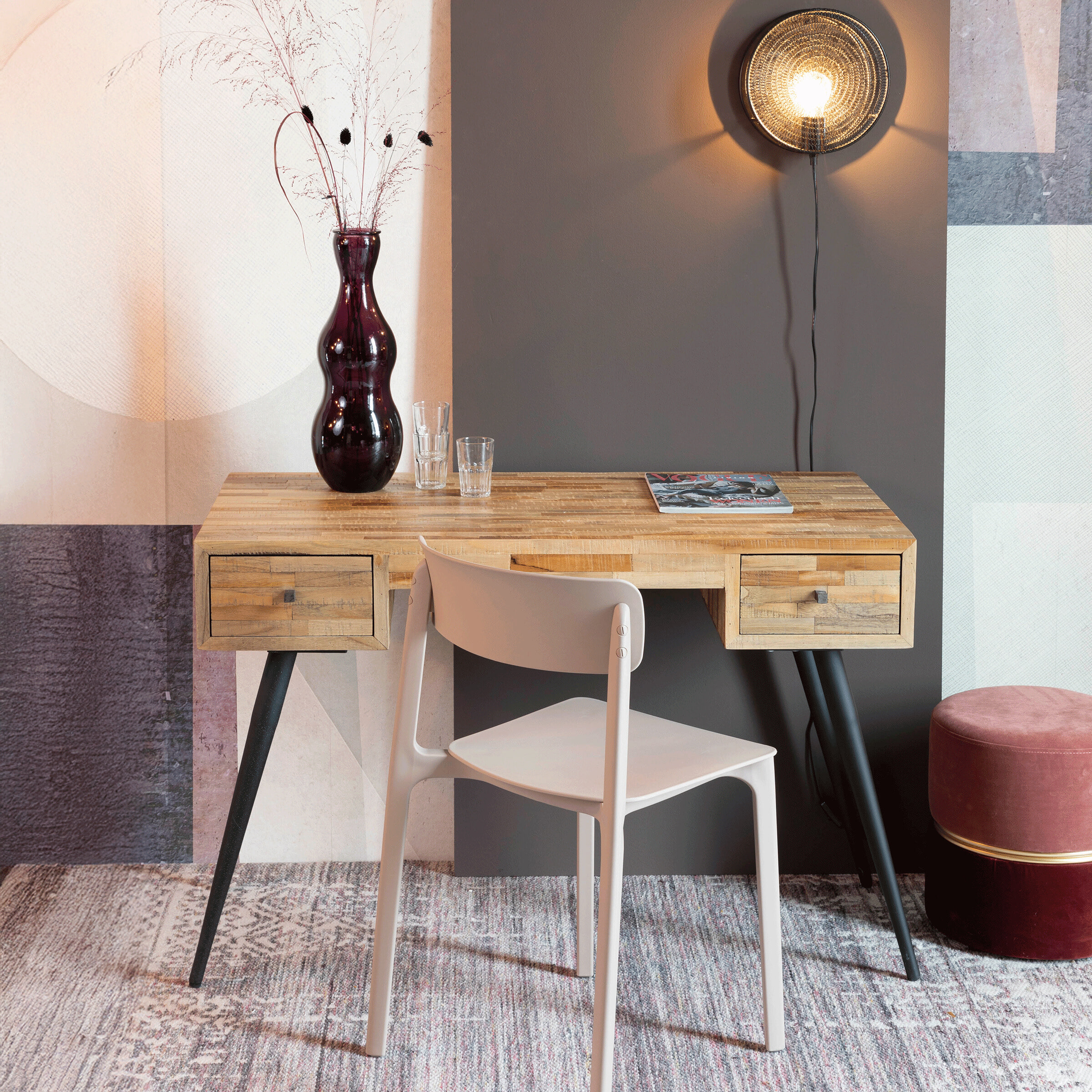 ZILT Bureau Cheslor met 2 laden - Bruin | ZILT