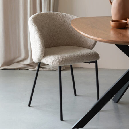 ZILT Eetkamerstoel Dondrea Bouclé - Off White | ZILT