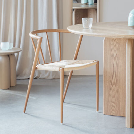 ZILT Eetkamerstoel Fraidy Houtlook en rotan - Beige | ZILT
