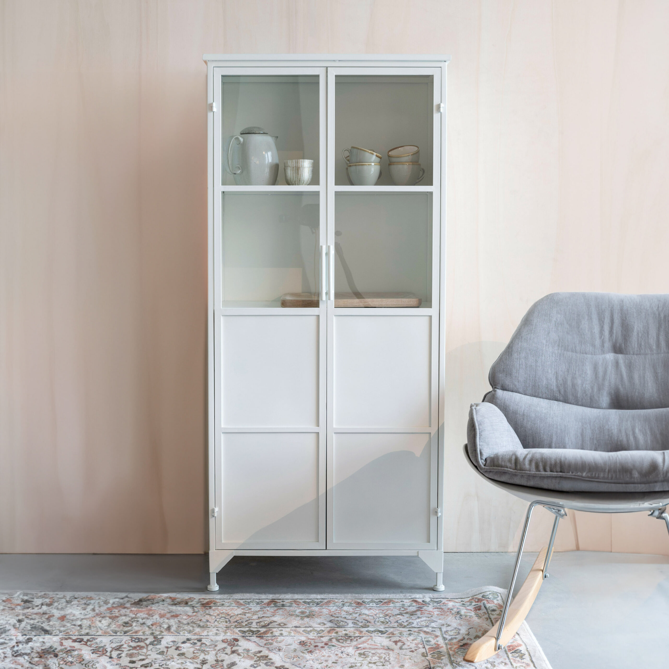 ZILT Vitrinekast Majah metaal 150 x 68cm - Wit | ZILT