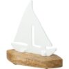 Zeilboot metaal op houten voet 15x5x17cm | Home & Styling