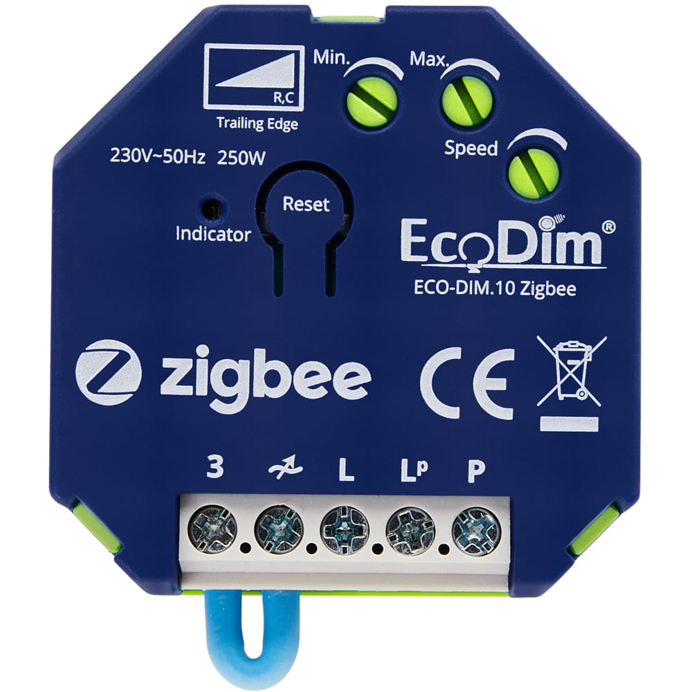 Zigbee Inbouw Smart LED Dimmer - 0-250 Watt - Fase afsnijding - trailing edge - Compatibel met draadloze schakelaar - ECO-DIM.10 Zigbee | Ecodim
