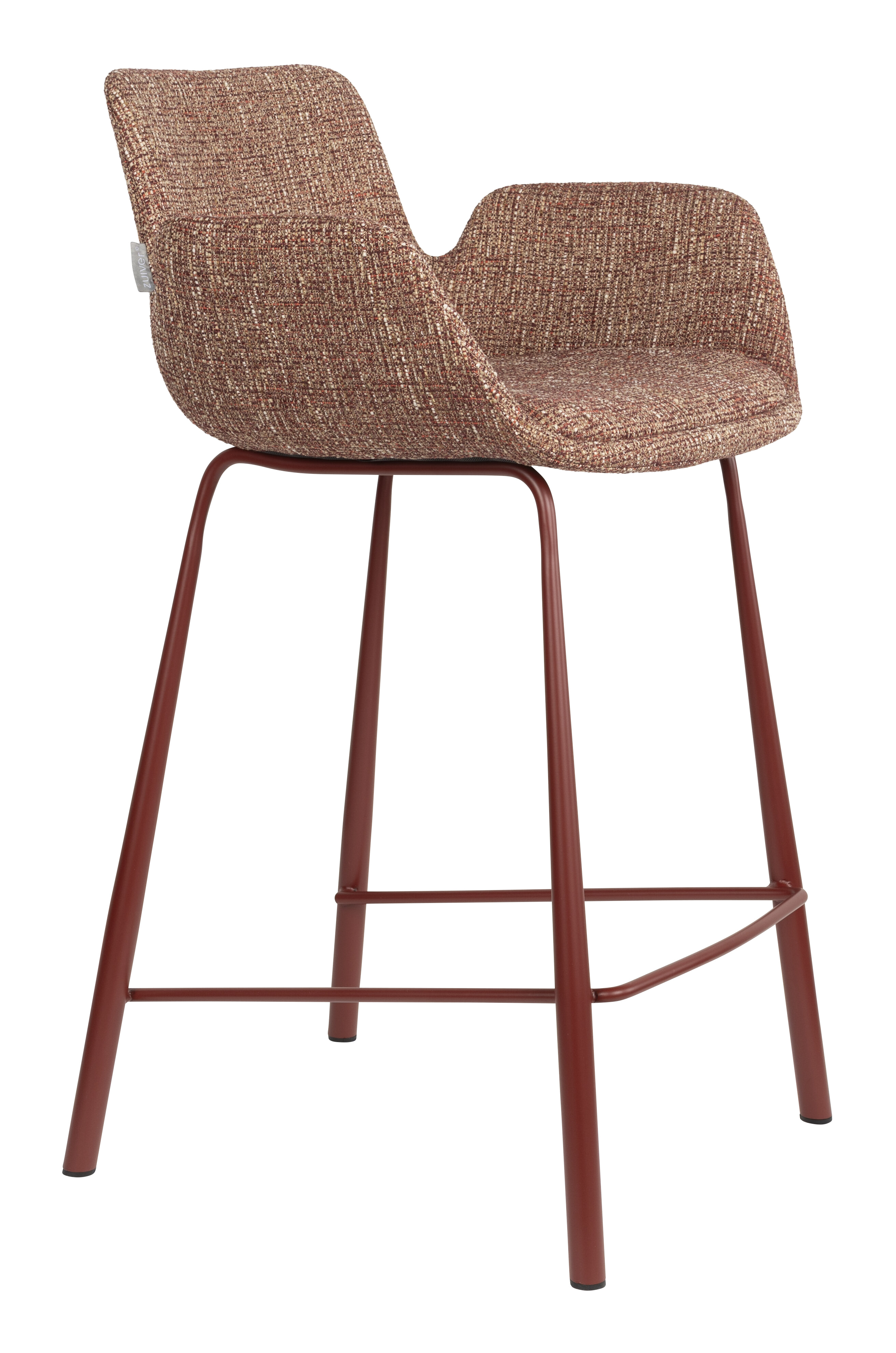Zuiver Barkruk Brit Grof Bouclé - Rood (zithoogte 67cm) | Zuiver