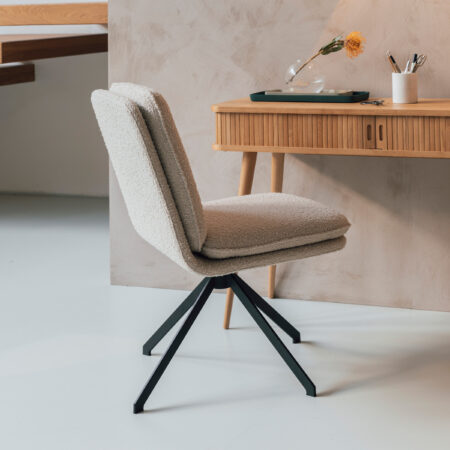Zuiver Draaibare Eetkamerstoel Tyler Bouclé - Beige | Zuiver
