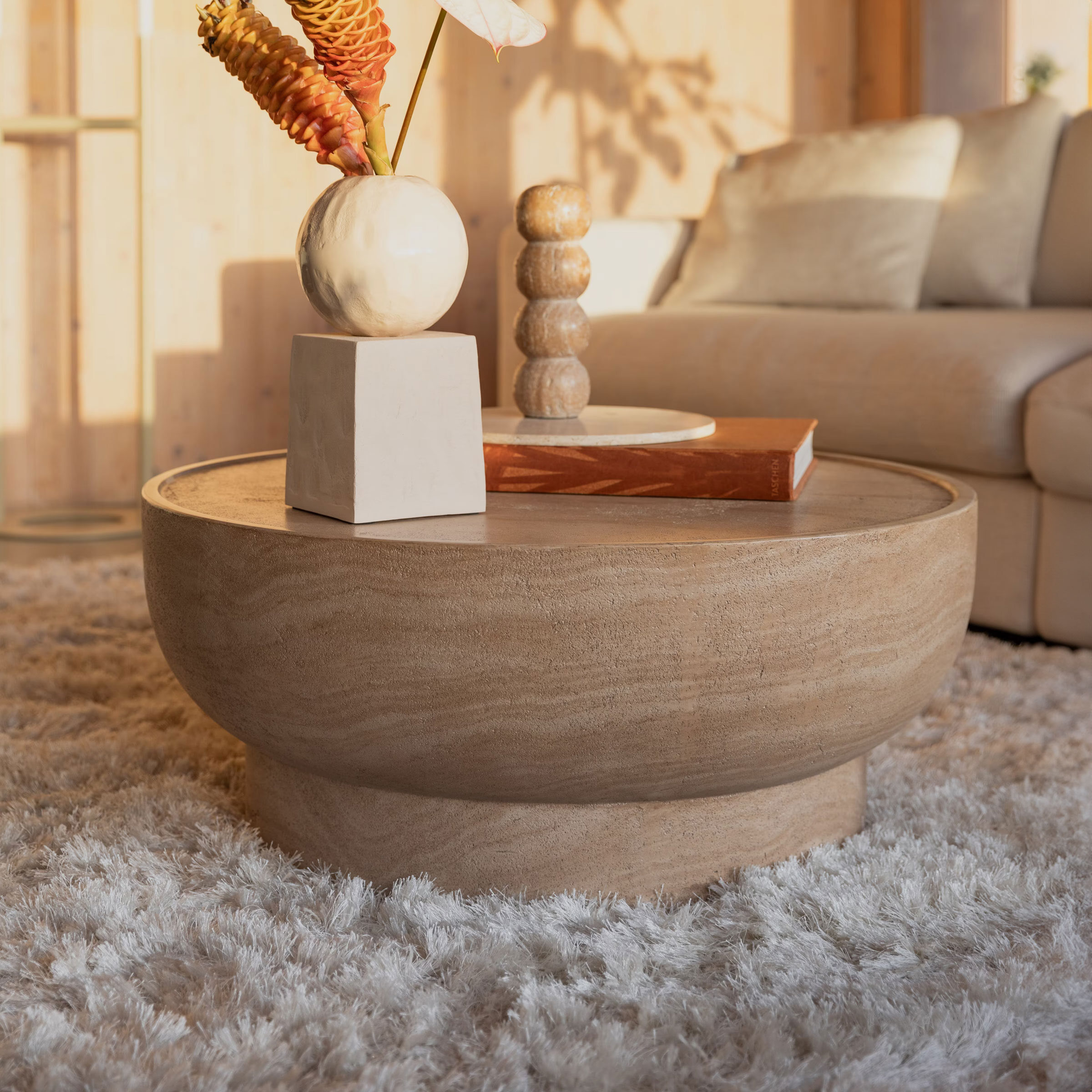 Zuiver Ronde Salontafel Noble Travertinlook