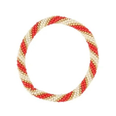 Zusss Armband Diagonaal Kraal Breed Wit Rood | Zusss