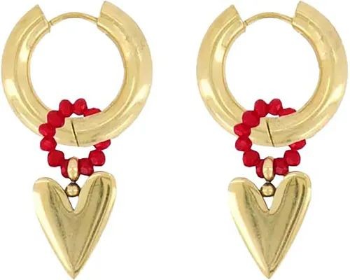 Zusss Oorbel Hanger Met Gouden Hartje Rood/goud | Zusss