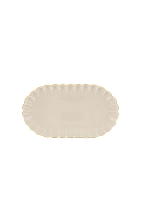 Zusss Serveerschaal Schulprand 20x11.5cm Beige Goud | Zusss