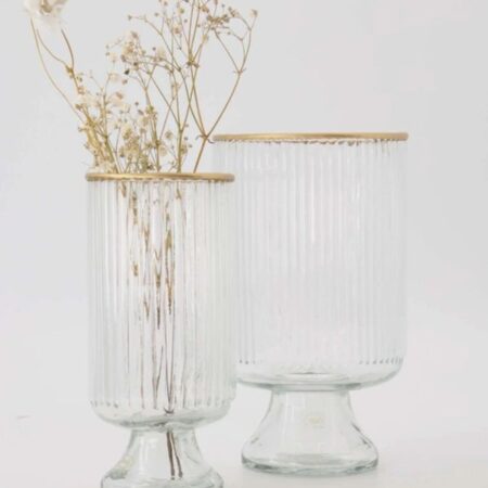 Zusss Tafelvaas S Op Voet Glas Ribbel | Zusss