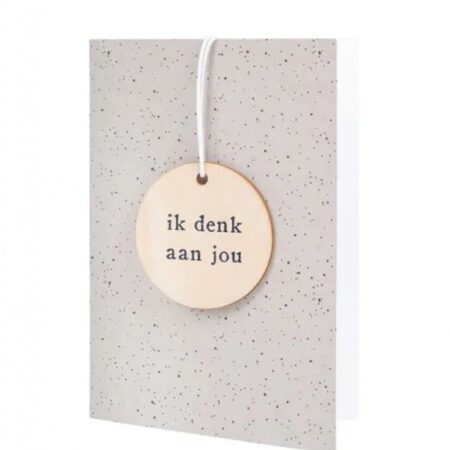 Zusss Wenskaart Met Houten Tag Ik Denk Aan Jou Zand | Zusss