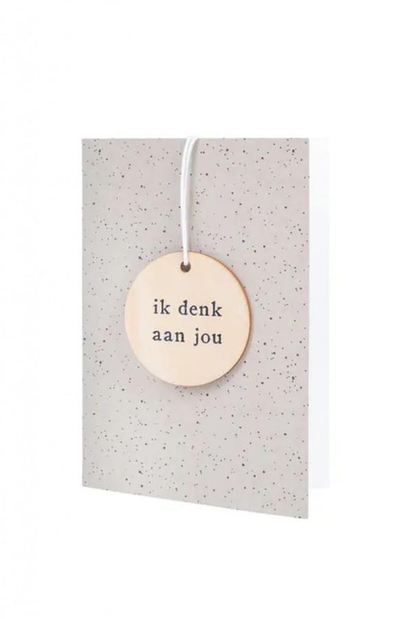 Zusss Wenskaart Met Houten Tag Ik Denk Aan Jou Zand | Zusss