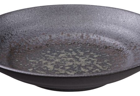 Zwart Bord - Minoyaki - Diameter 23 cm