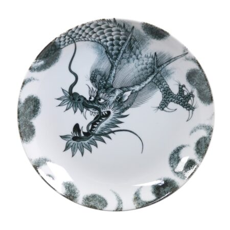 Zwart Bord met Drakenontwerp - The Oriental Shop - Diameter 25.3cm | Tokyo Design Studio