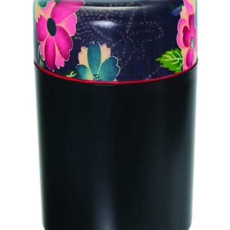 Zwart Theeblik met Bloemenpatroon - Lacquerware - 8.8 x 14 cm | Tokyo Design Studio