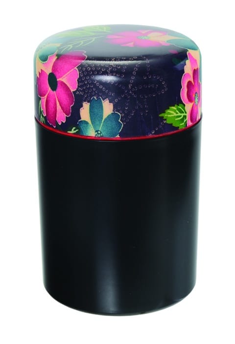 Zwart Theeblik met Bloemenpatroon - Lacquerware - 8.8 x 14 cm | Tokyo Design Studio