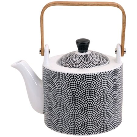 Zwart-Wit Theepot Stippen - Nippon Black - 800ml 12x13cm | Tokyo Design Studio