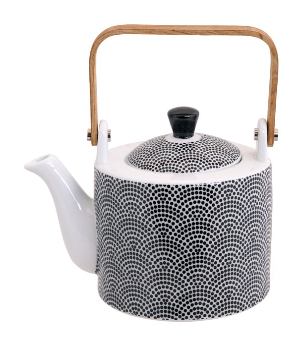 Zwart-Wit Theepot Stippen - Nippon Black - 800ml 12x13cm | Tokyo Design Studio