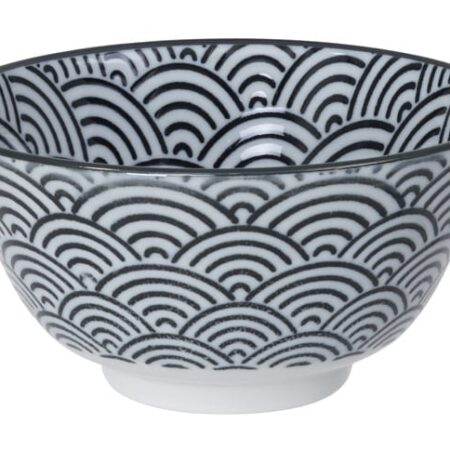 Zwart-Witte Kom Golven - Nippon Black - 300ml 12x6.4cm | Tokyo Design Studio