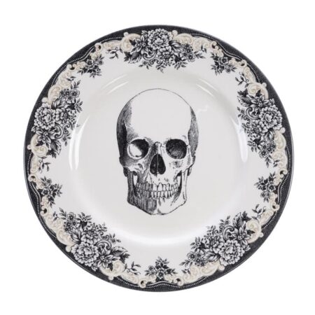 Zwart-wit bord met schedelontwerp - Royal Stafford Skull Collectie - 28 x 2