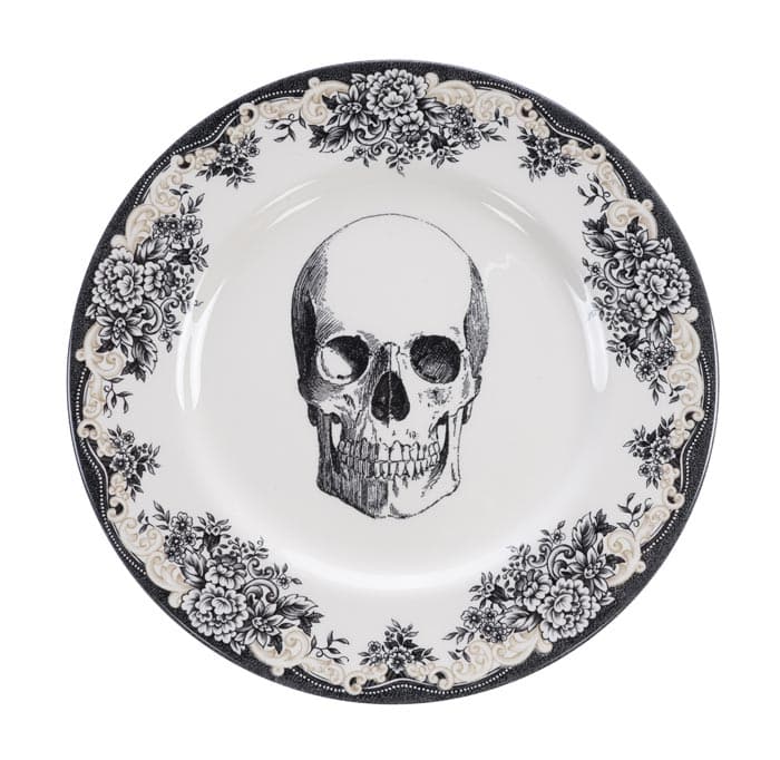 Zwart-wit bord met schedelontwerp - Royal Stafford Skull Collectie - 28 x 2