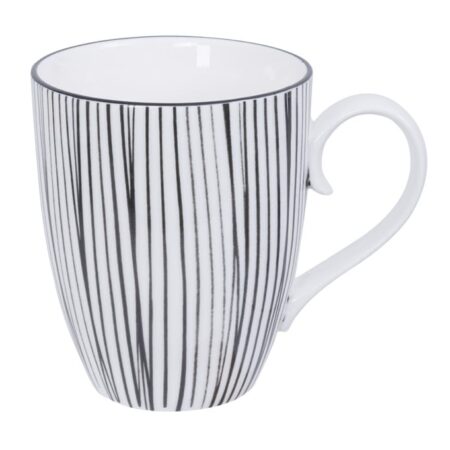 Zwart-witte Gestreepte Mok - Tokyo Design Studio - Nippon Black - 380ml 8.5 x 10.2cm | Tokyo Design Studio