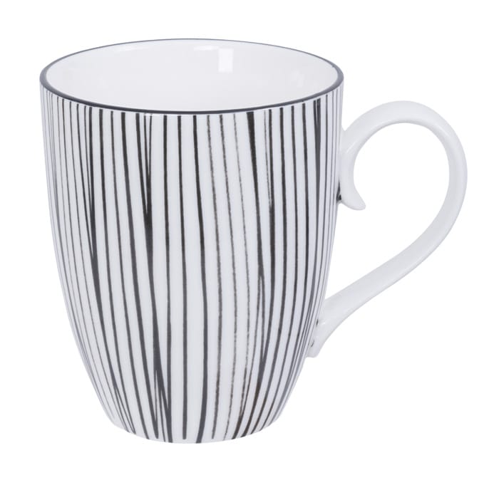 Zwart-witte Gestreepte Mok - Tokyo Design Studio - Nippon Black - 380ml 8.5 x 10.2cm | Tokyo Design Studio