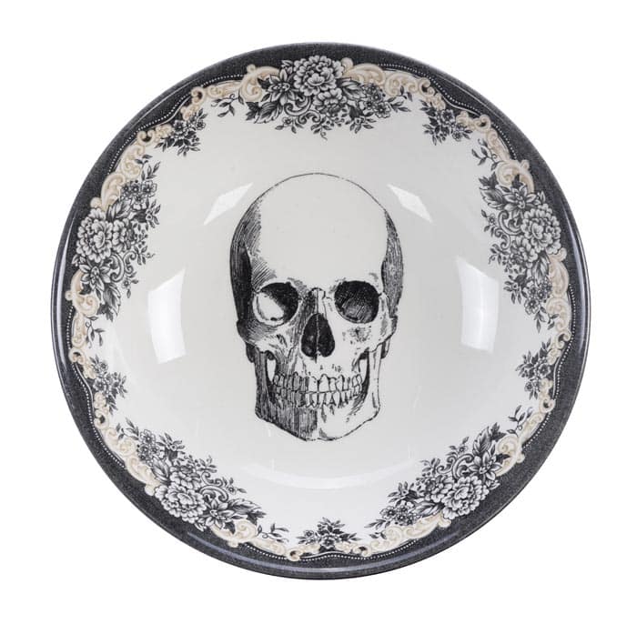 Zwart-witte keramische kom - Skull Design - Royal Stafford - 700ml - 19x5cm | Homelab