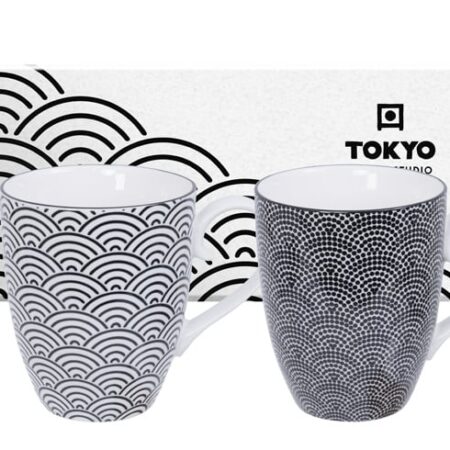 Zwart-witte mokkenset - Nippon Black - Tokyo Design Studio - 380ml - 8.5 x 10.2cm | Tokyo Design Studio