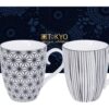 Zwart-witte porseleinen mokset - Tokyo Design Studio Nippon Black - 2-delig 380ml 8.5x10.2cm | Tokyo Design Studio