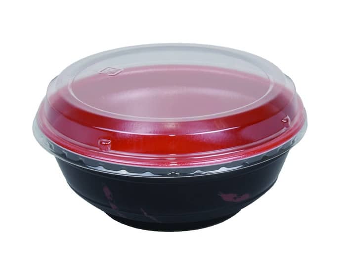 Zwart/Rode Afhaal Kom - 550ml - verpakt per 25 | Tokyo Design Studio