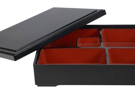 Zwart/Rode Bento Box - Lacquerware - 27.5 x 21.5cm | Tokyo Design Studio