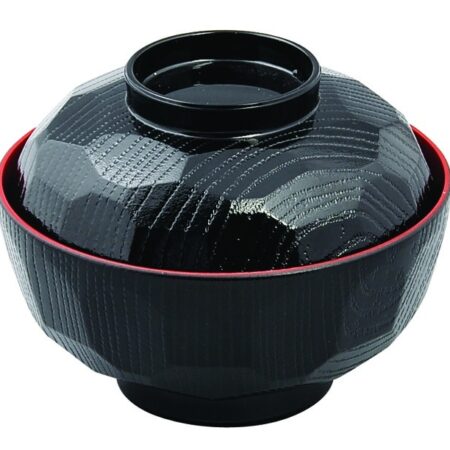Zwart/Rode Kom met Deksel - Lacquerware - 12 x 9.5cm | Tokyo Design Studio