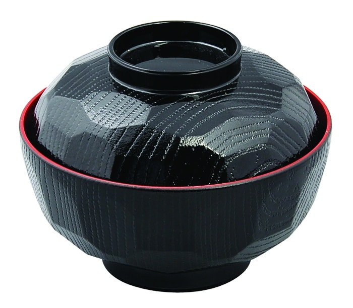 Zwart/Rode Kom met Deksel - Lacquerware - 12 x 9.5cm | Tokyo Design Studio