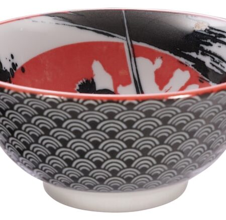 Zwart/Rode Samurai Kom - Mixed Bowls - 500ml - 14