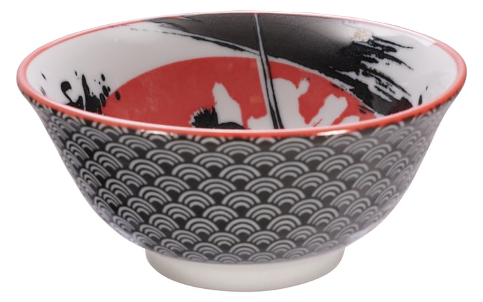 Zwart/Rode Samurai Kom - Mixed Bowls - 500ml - 14