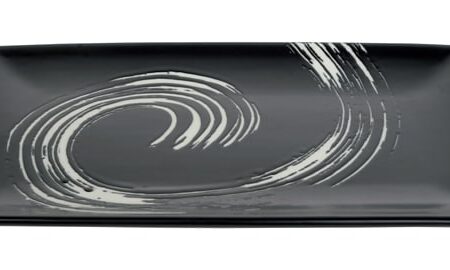 Zwart/Wit Bord - Black Maru - Artistieke Swirl - 27 x 16.5 cm | Geen Merk