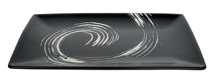 Zwart/Wit Bord - Black Maru - Artistieke Swirl - 27 x 16.5 cm | Geen Merk